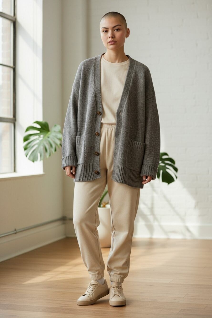 Ella Moss Boyfriend Cardigan Sweater  Color: Blue/Gray Blend Size: M